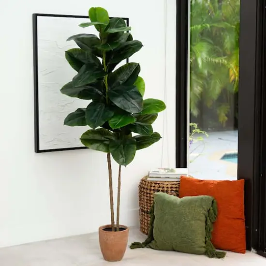 6ft. Rubber Tree in Decorative Planter with Real Touch Leaves {3}