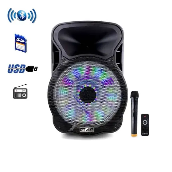 beFree Sound 15" Bluetooth Rechargeable Party Speaker With Illuminating Lights {1}