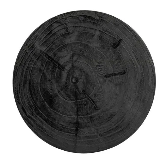 Hello Honey&reg; 15.8" Round Paulownia Wood Carved Stool Black {6}