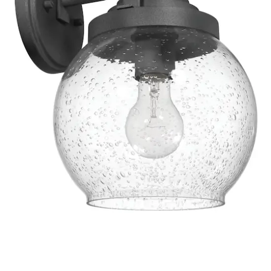 Hello Honey&reg; Bertram Distressed Zinc Industrial Lantern Seedy Glass Globe & Metal Wall Mounted Outdoor Light {5}