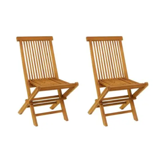 36" Brown Teak Wood Folding Outdoor Dining Chair Set {6}
