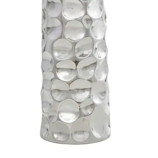 3ft. Silver Ceramic Geometric Bubble Vase with Concaved Circles {5}