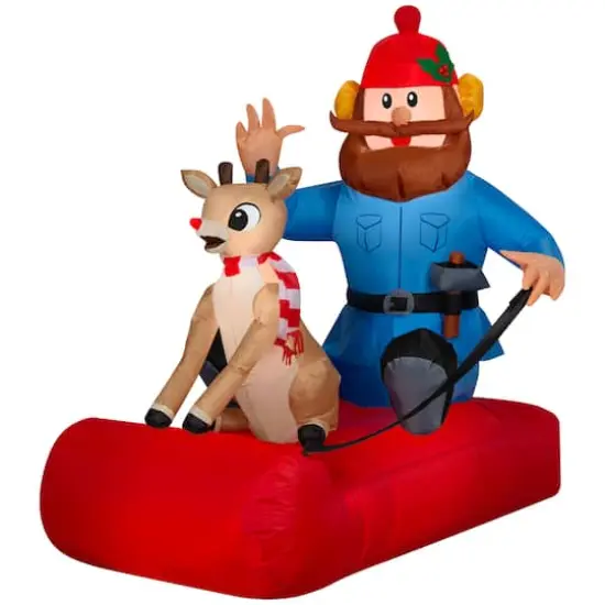 4.5ft. Airblown&reg; Inflatable Christmas Rudolph & Yukon Cornelius on Sled {1}