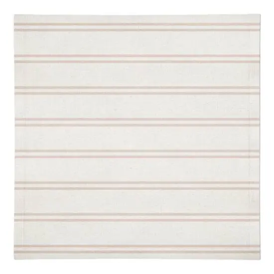 Double Stripe Cotton Twill Napkin Blush/White {1}