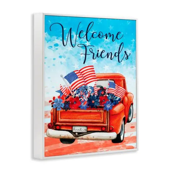 Stupell Industries Welcome Friends Americana Pickup Truck Framed Giclee Art White {4}