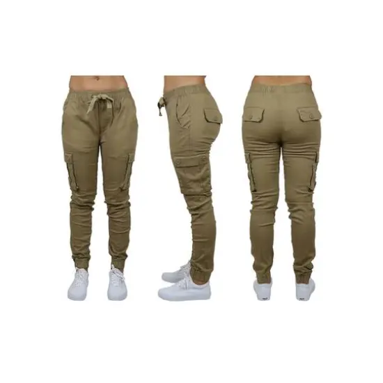 Galaxy By Harvic Loose Fit Cotton Stretch Twill Women's Cargo Joggers Camouflage {2}