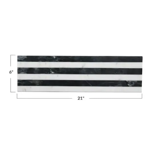 Hello Honey&reg; 21" Black & White Marble Cheese & Serving Board with Stripes {5}