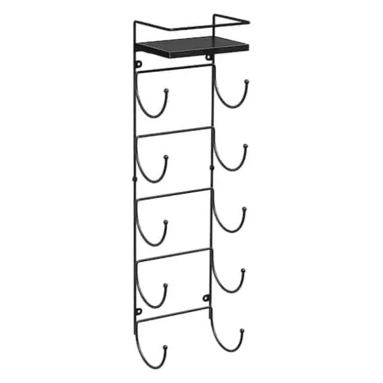 Sorbus Wall Mounted Towel Rack with Shelf Black {1}