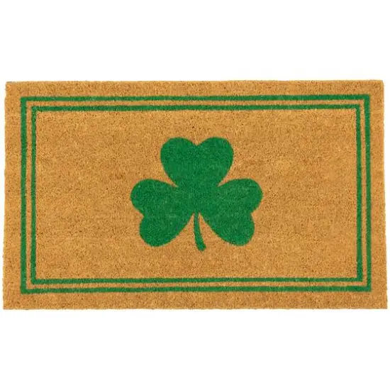 Green Shamrock & Double Stripe Doormat {1}