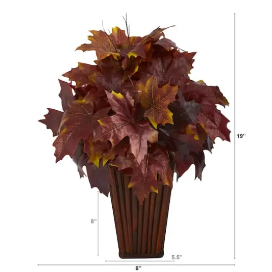 19" Autumn Maple Leaf Plant in Decorative Planter {3}