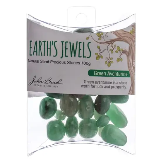 John Bead Earth's Jewels Natural Stone Bead Assortment, 100g Green Aventurine {3}
