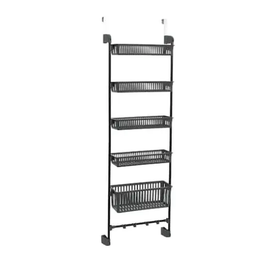 Household Essentials Over the Door Basket Storage Rack Gray {1}