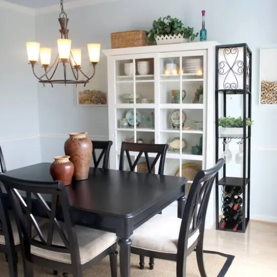 Simple Designs&trade; Floor Lamp Storage Shelf and Wine Rack with Linen Shade Black {6}