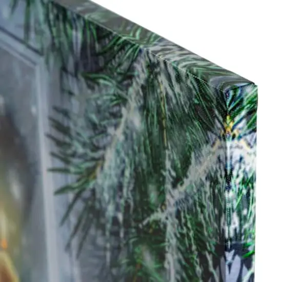 LED Lighted Snowy Window Pane And Candles Christmas Canvas Wall Art {6}