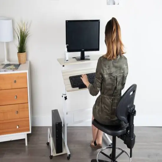 Mind Reader Woodland Collection White Adjustable Mobile Sit & Stand Laptop Desk {3}