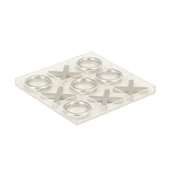 Silver Acrylic & Metal Glam Tic-Tac-Toe Game Set {1}