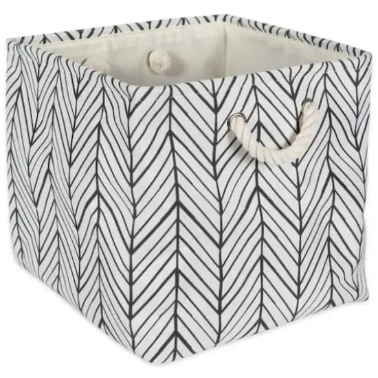 DII&reg; 11" Polyester Herringbone Storage Bin Off White {1}