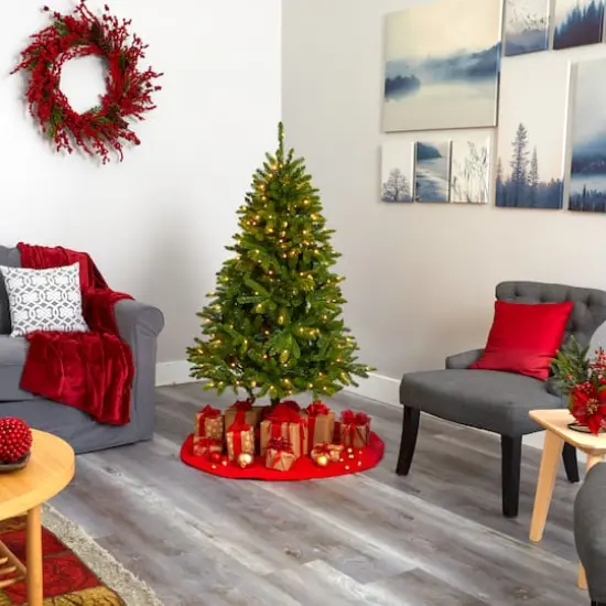 5ft. Pre-Lit Sierra Spruce Artificial Christmas Tree, Clear LED Lights {7}