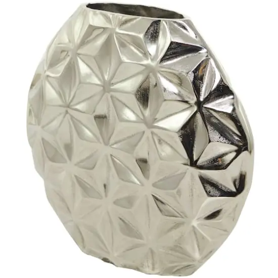 CosmoLiving by Cosmopolitan Aluminum Faceted Geometric Vase Silver {3}