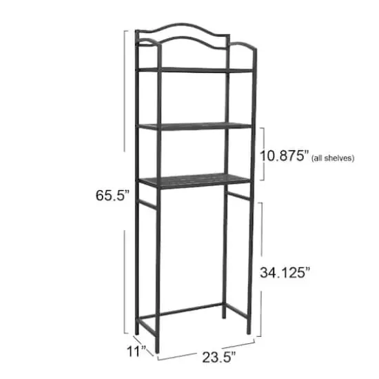 Household Essentials 3-Tier Metal Over the Toilet Shelf Gray {4}