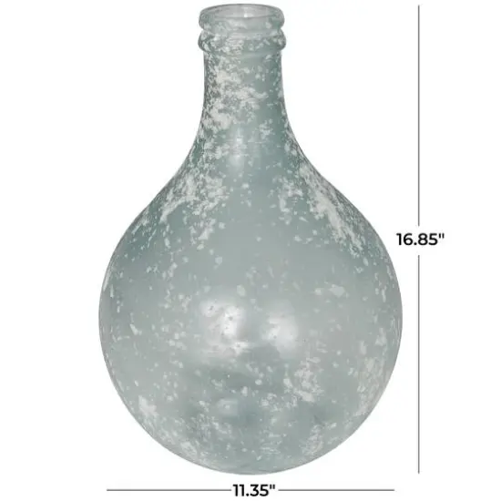 17" Clear Frosted Spanish Glass Bottle Vase {10}