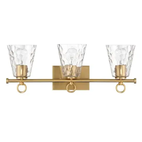 Hello Honey® Imogen Brushed Gold Metal & Hammered Water Glass 3-Light Vanity Light {7}