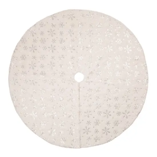 Glitzhome&reg; 48" White Plush with Snowflake Christmas Tree Skirt {1}