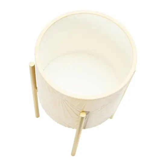 Hello Honey&reg; Cream & Gold Boho Embossed Metal Planters with Stands Set {10}