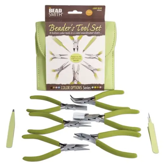 The Beadsmith&reg; Fashion Color Plier Set & Clutch Light Olive {7}