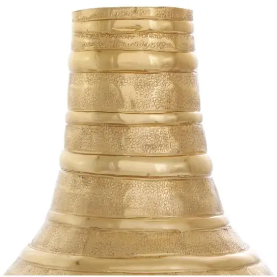 13" Gold Metal Snakeskin Inspired Vase with Dimensional Linear Accents {6}