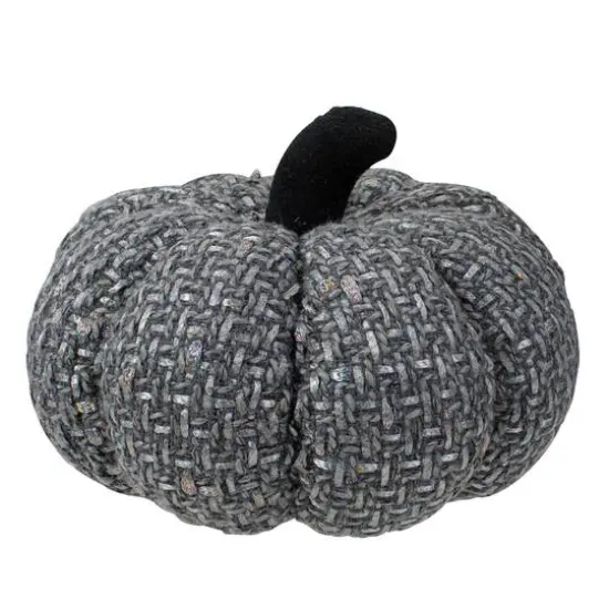 7.5" Gray Knitted Fall Harvest Tabletop Pumpkin {4}