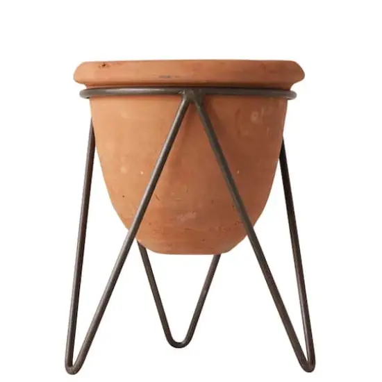 Hello Honey&reg; 8.5" Terra Cotta Pot With Metal Stand Set {1}