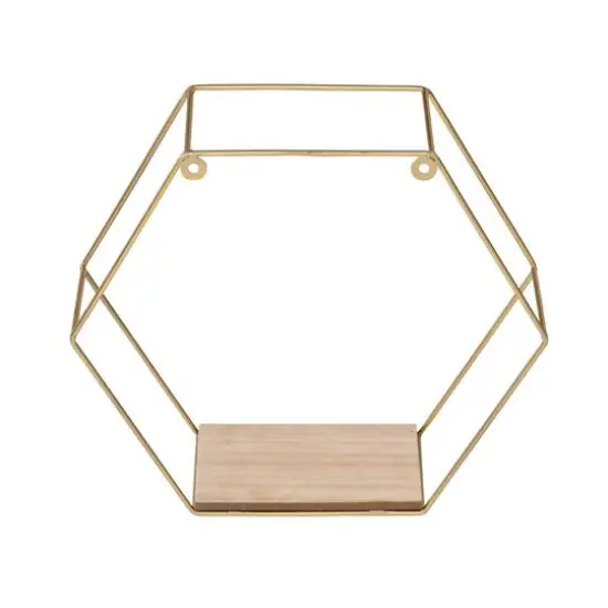 Honey Can Do 12" Gold Hexagonal Decorative Metal Wall Shelves {9}