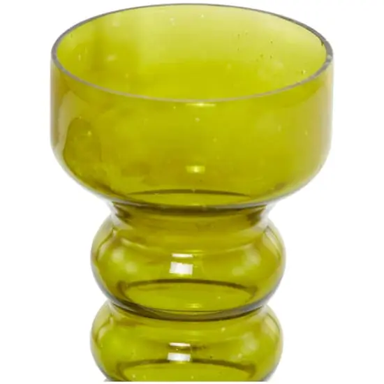 Green Glass Bubble Pillar Candle Holder Set {4}