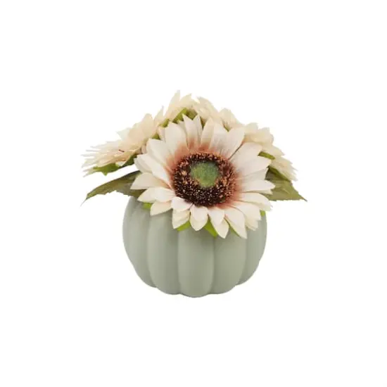 Flora Bunda&reg; Sunflowers in Sage Ceramic Pumpkin {1}