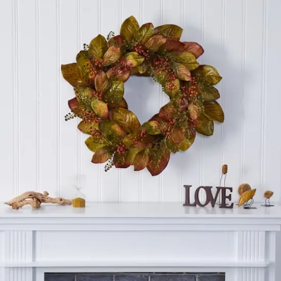 2.5ft. Fall Magnolia Leaf & Berries Wreath {3}