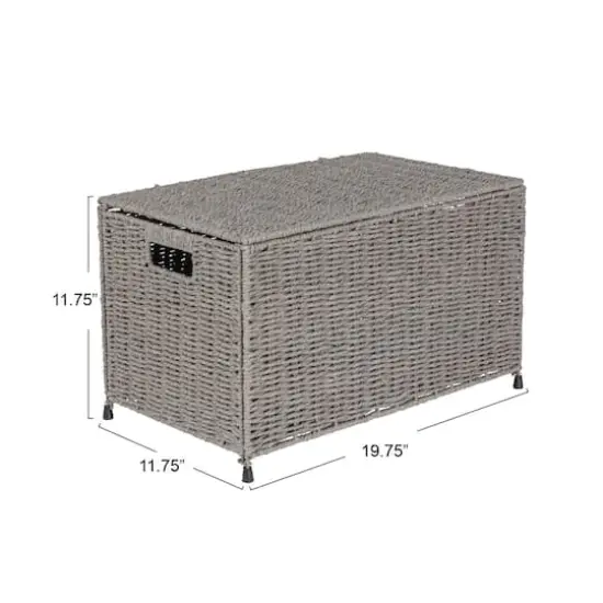 Gray Woven Paper Rope Storage Chest with Hinged Lid & Integrated Handles {4}