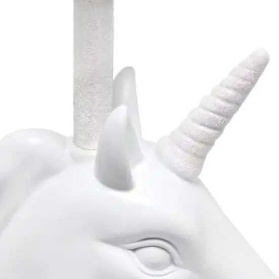Simple Designs 15.5" Unicorn Table Lamp White/Iridescent Rainbow Glitter {9}