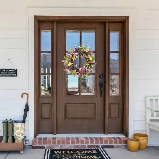24" Butterfly & Wildflower Floral Twig Spring Wreath {3}