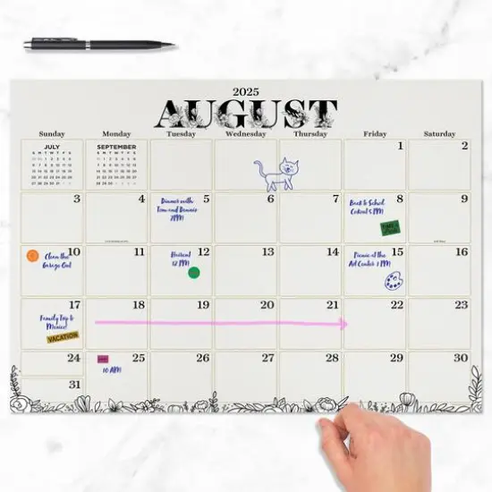 July 2025 - June 2026 Medium Floral Desk Pad Monthly Blotter Calendar {3}