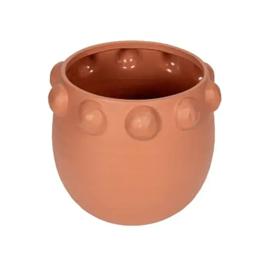 Hello Honey&reg; 10.5" Matte Terra Cotta Raised Dots Terra Cotta Planter {1}