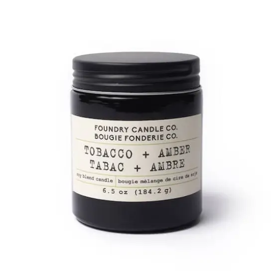 Foundry Candle Co. 6.5oz. Soy Blend Scented Jar Candle Tobacco and Amber {1}
