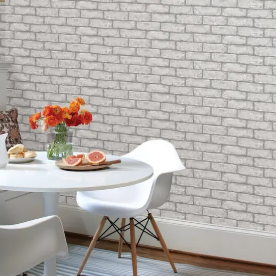 InHome Cambridge Brick Gray Peel & Stick Wallpaper {3}