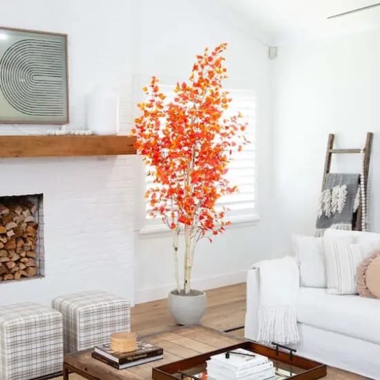 9ft. Potted Artificial Autumn Birch Tree {3}