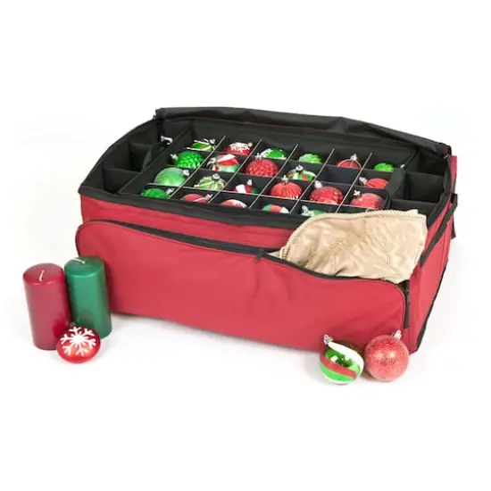 Santa's Bag 72ct. 3" Christmas Ornament Storage Box with Side Pockets {10}