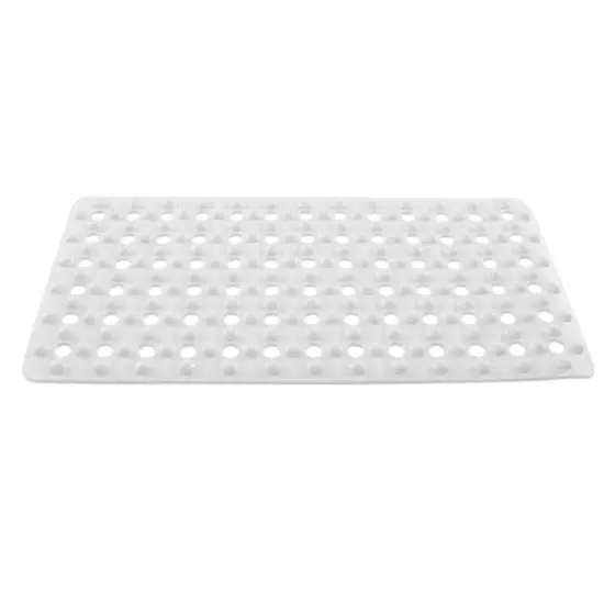 White Non-Slip Bubble Texture Bath Mat {1}