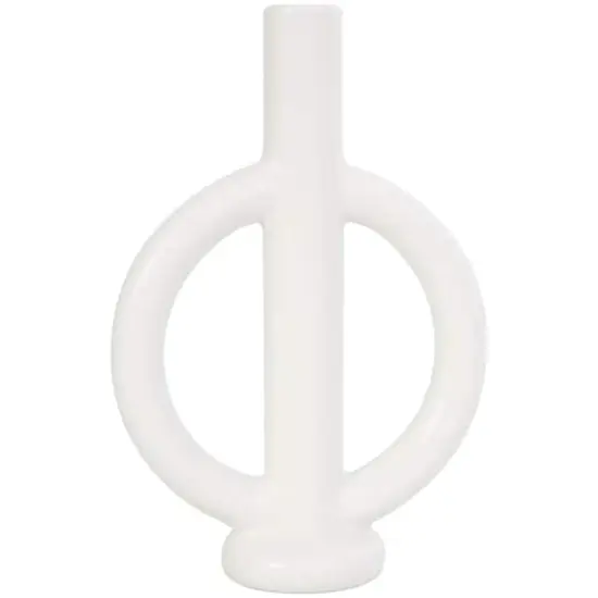 CosmoLiving by Cosmopolitan 10" Black & White Ceramic Geometric Ring Taper Candle Holder Set {5}