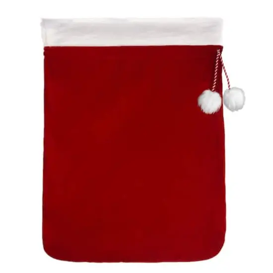 Red & White Deluxe Santa Bag With Fur Cuff, 20" x 28" {1}