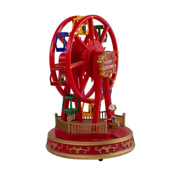 11" Red & Gold LED Musical Rotating Christmas Ferris Wheel {4}
