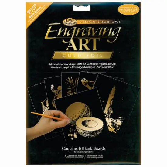 Royal & Langnickel&reg; Engraving Art&trade; 8" x 10" Gold Foil Blank Boards, 6 Sheets {1}